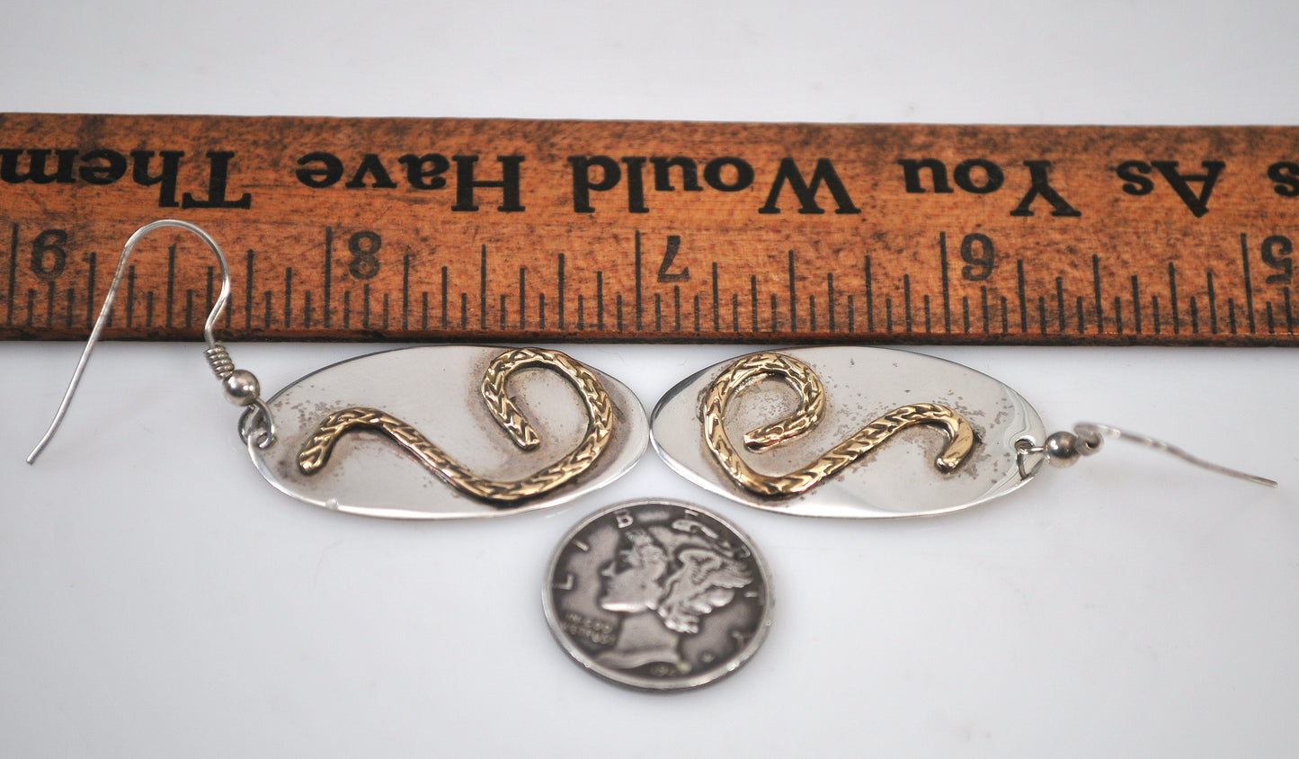 Lazaro G Sterling Silver Brass Snake Earrings