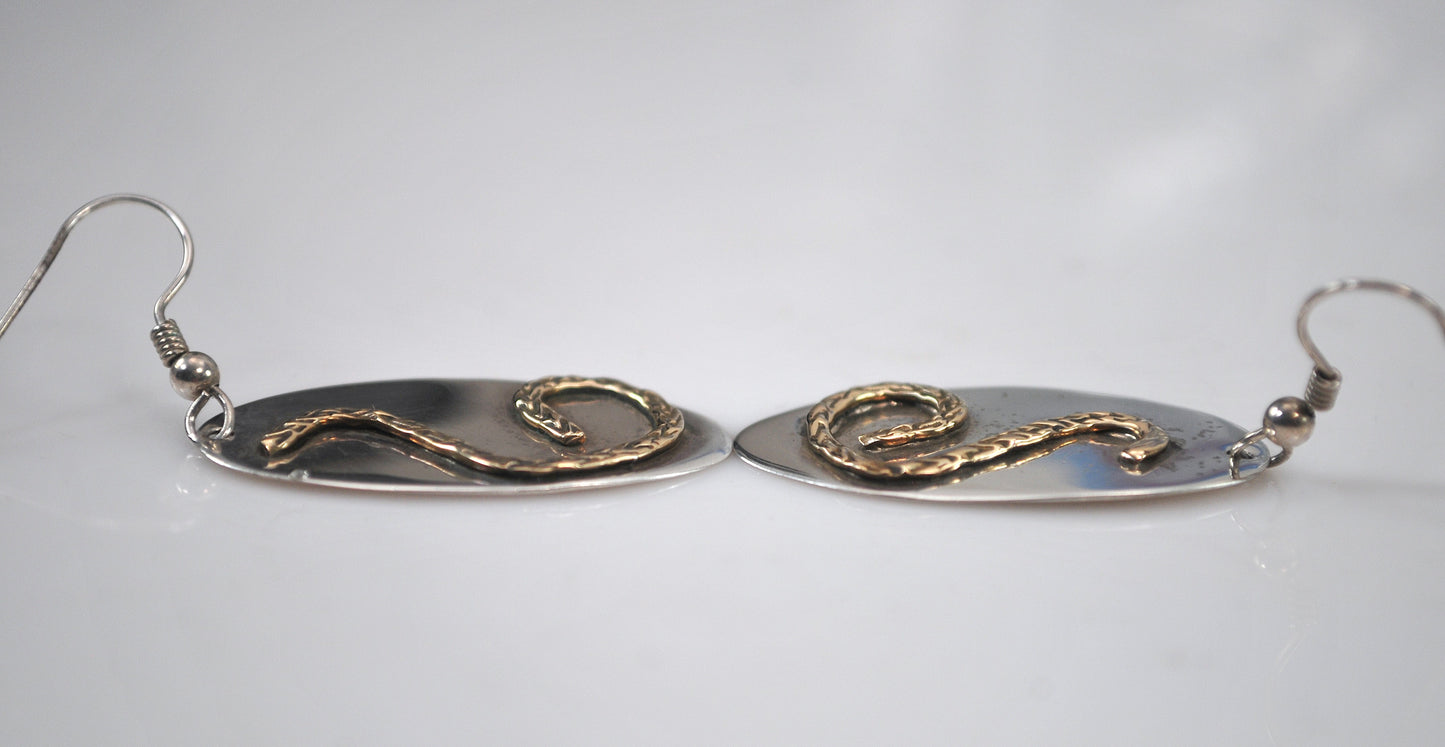 Lazaro G Sterling Silver Brass Snake Earrings