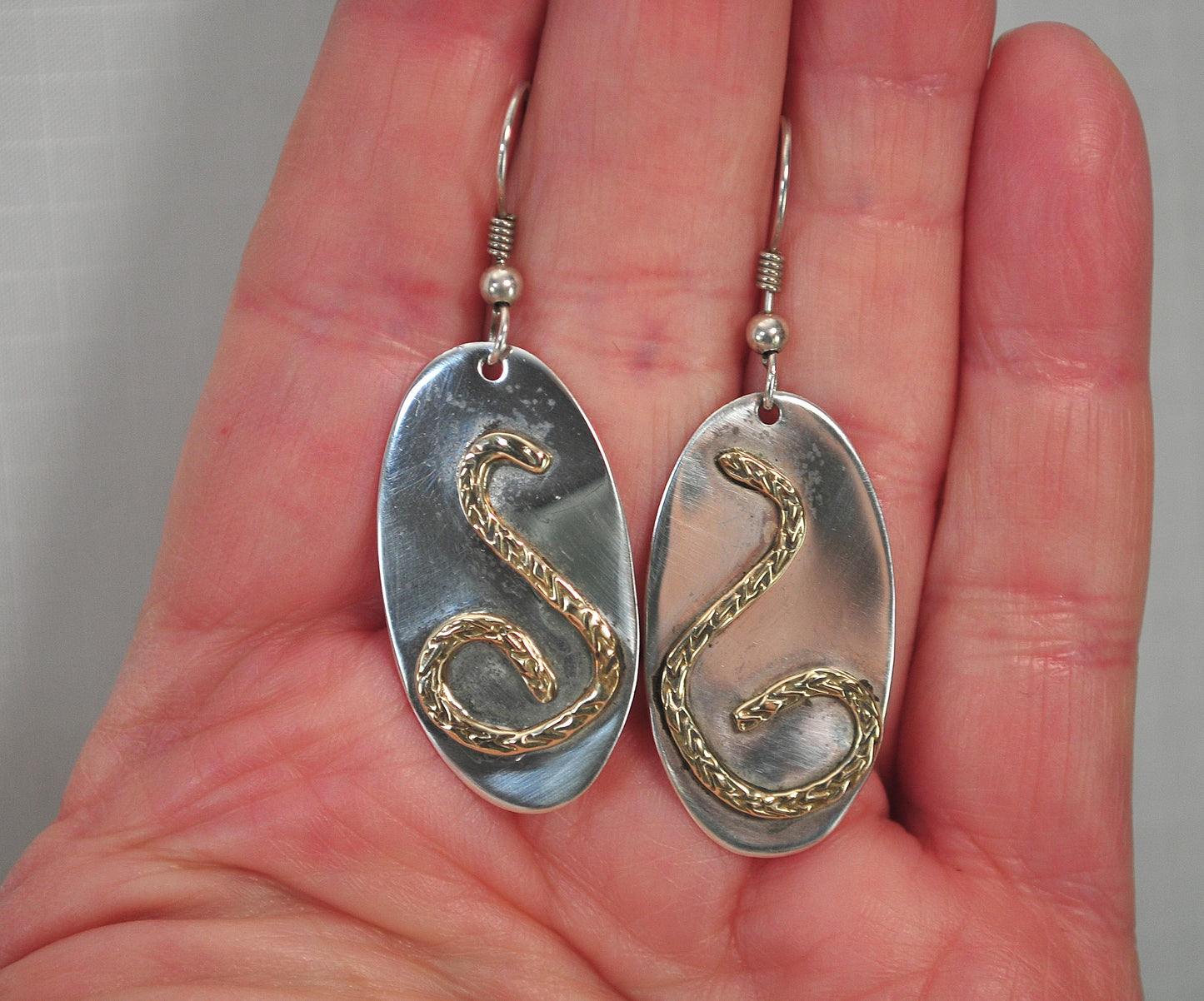 Lazaro G Sterling Silver Brass Snake Earrings