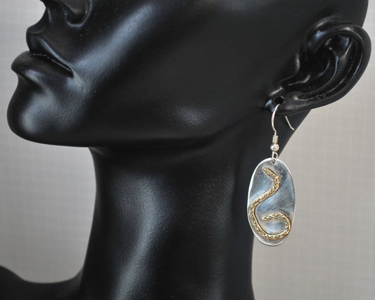 Lazaro G Sterling Silver Brass Snake Earrings