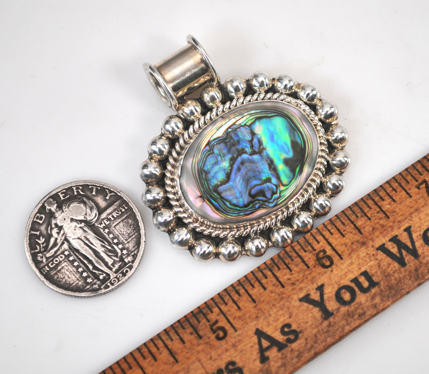 Large Sterling Silver Abalone Pendant
