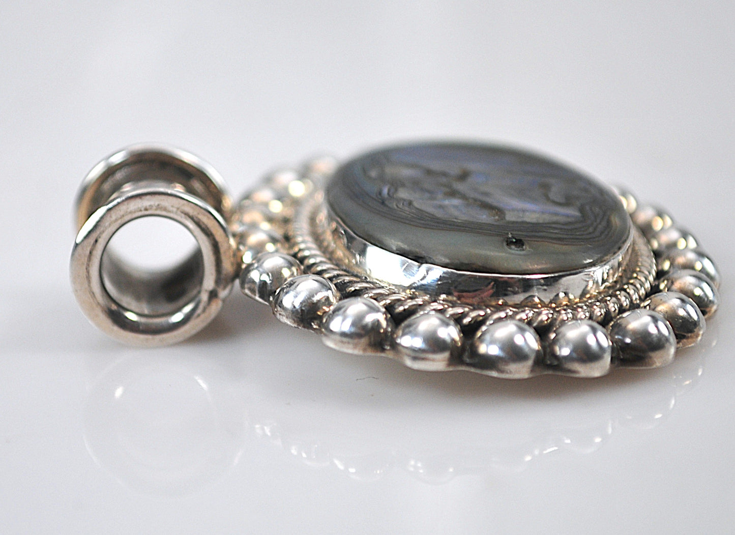 Large Sterling Silver Abalone Pendant