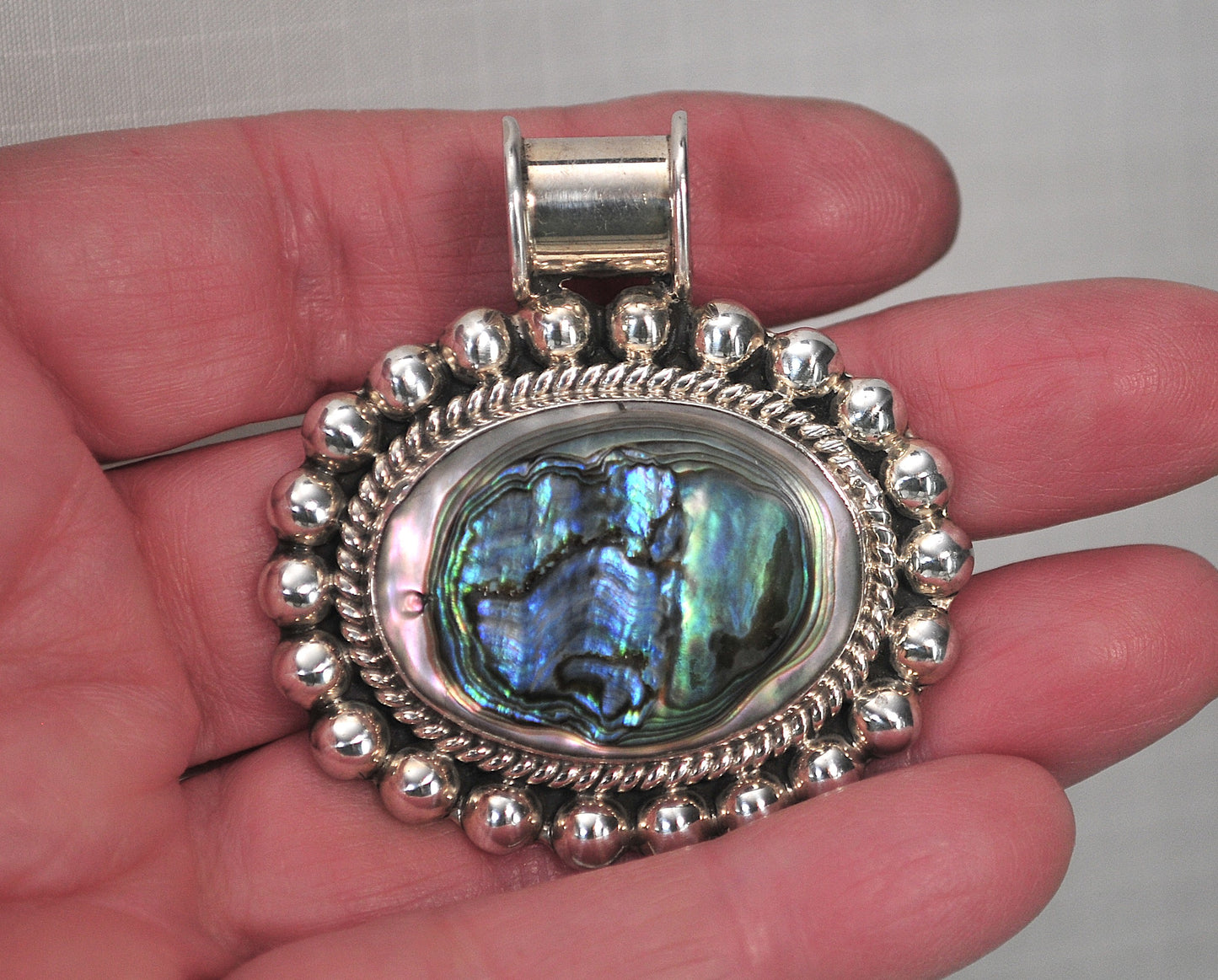 Large Sterling Silver Abalone Pendant