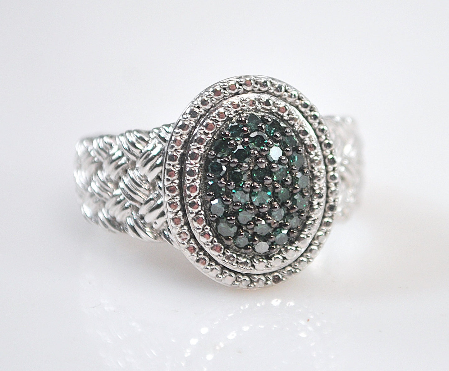 Sterling Silver Genuine Green Diamond Ring