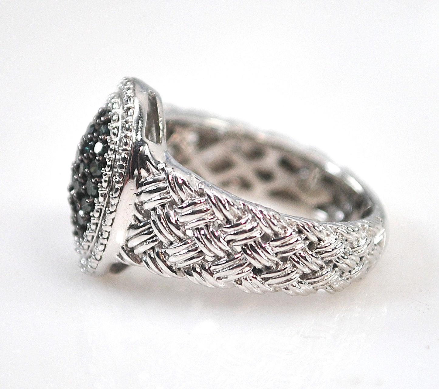 Sterling Silver Genuine Green Diamond Ring