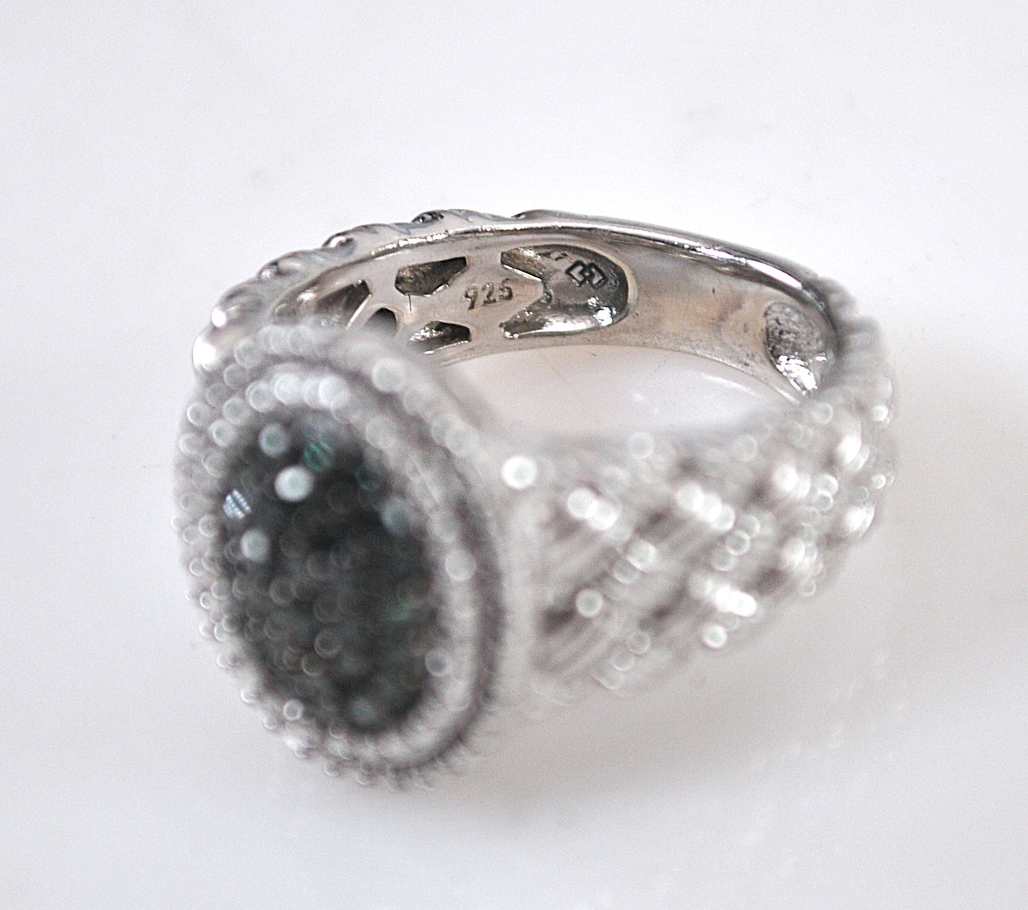 Sterling Silver Genuine Green Diamond Ring