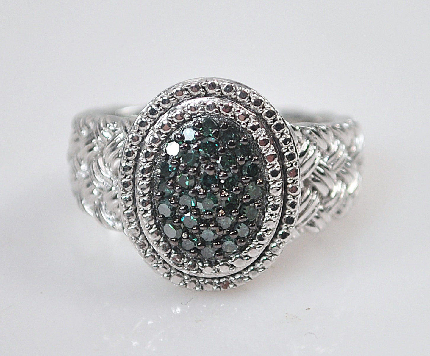 Sterling Silver Genuine Green Diamond Ring