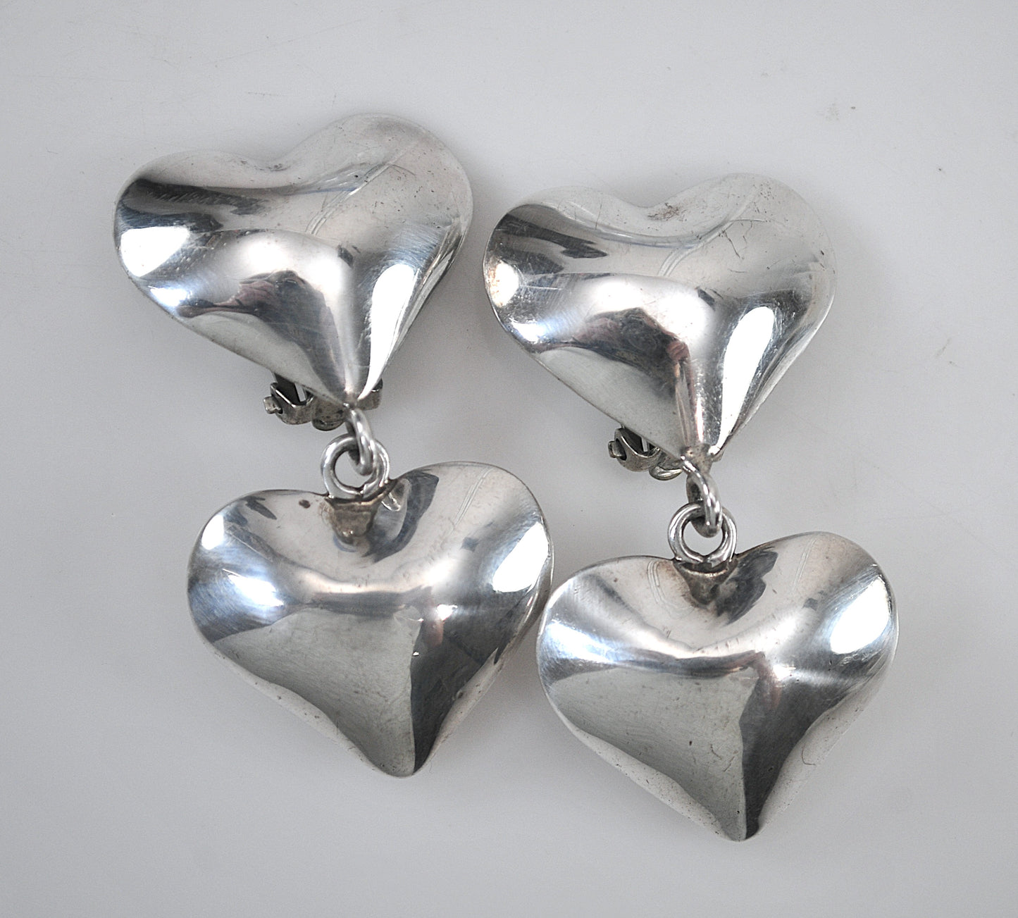 LARGE Harlene Korey Puffy Heart Clip On Earrings