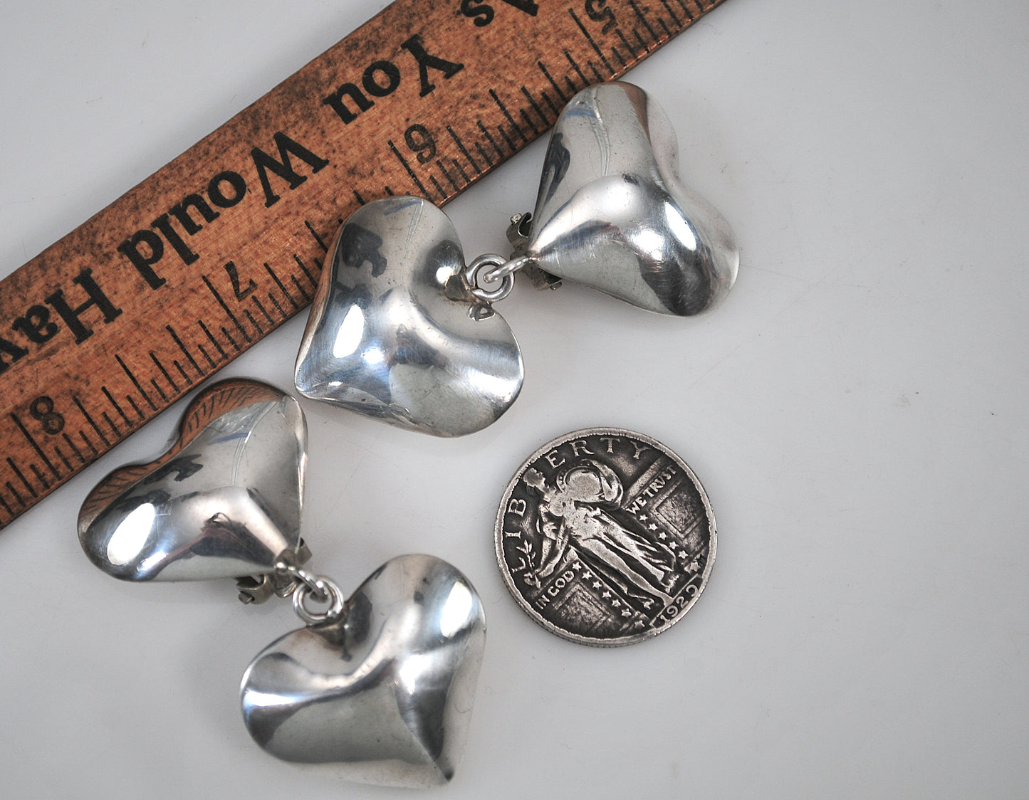 LARGE Harlene Korey Puffy Heart Clip On Earrings