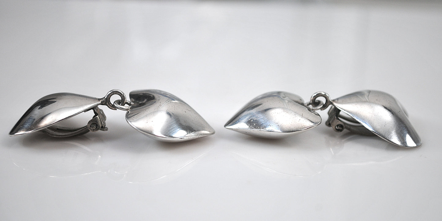 LARGE Harlene Korey Puffy Heart Clip On Earrings