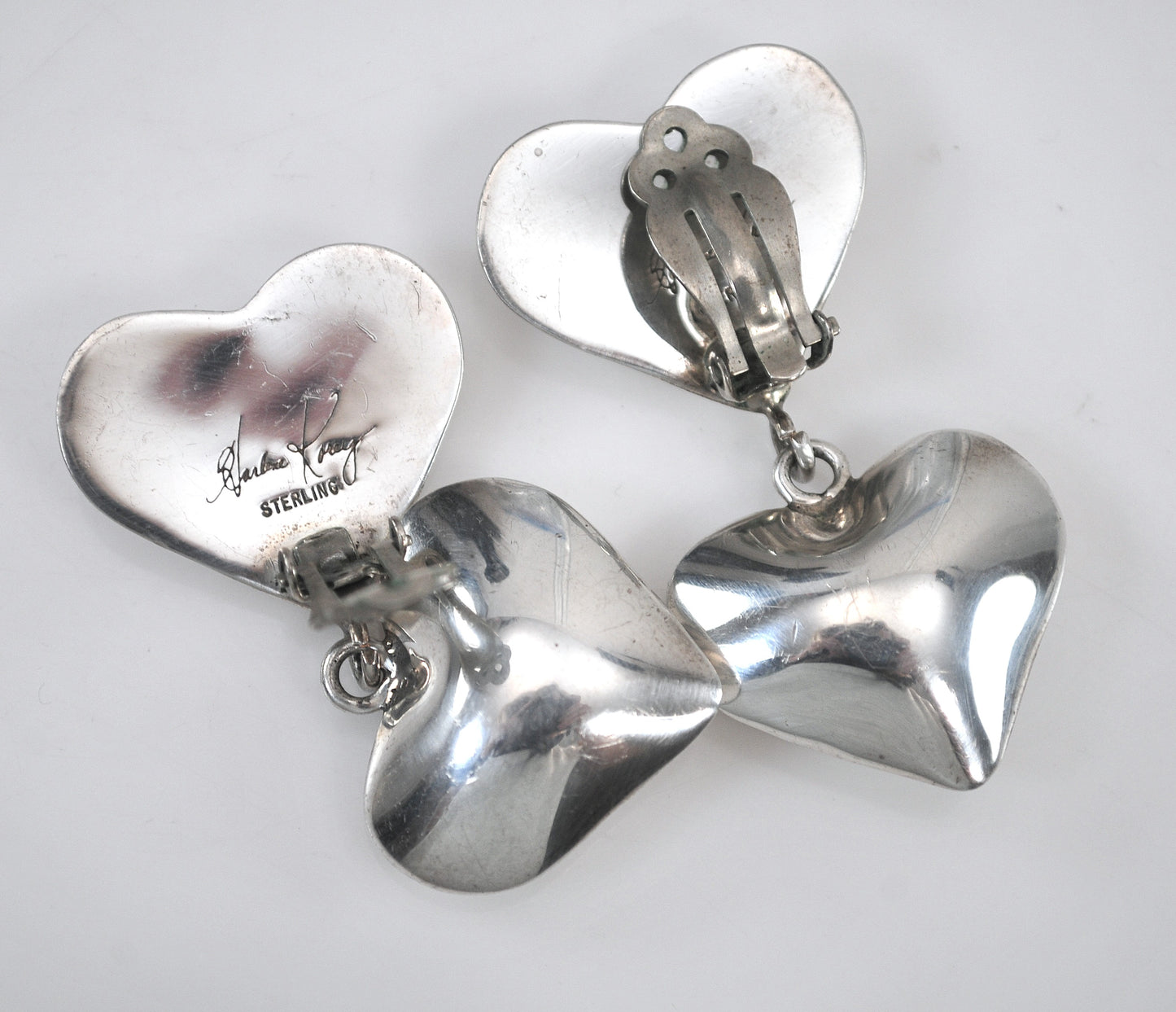 LARGE Harlene Korey Puffy Heart Clip On Earrings