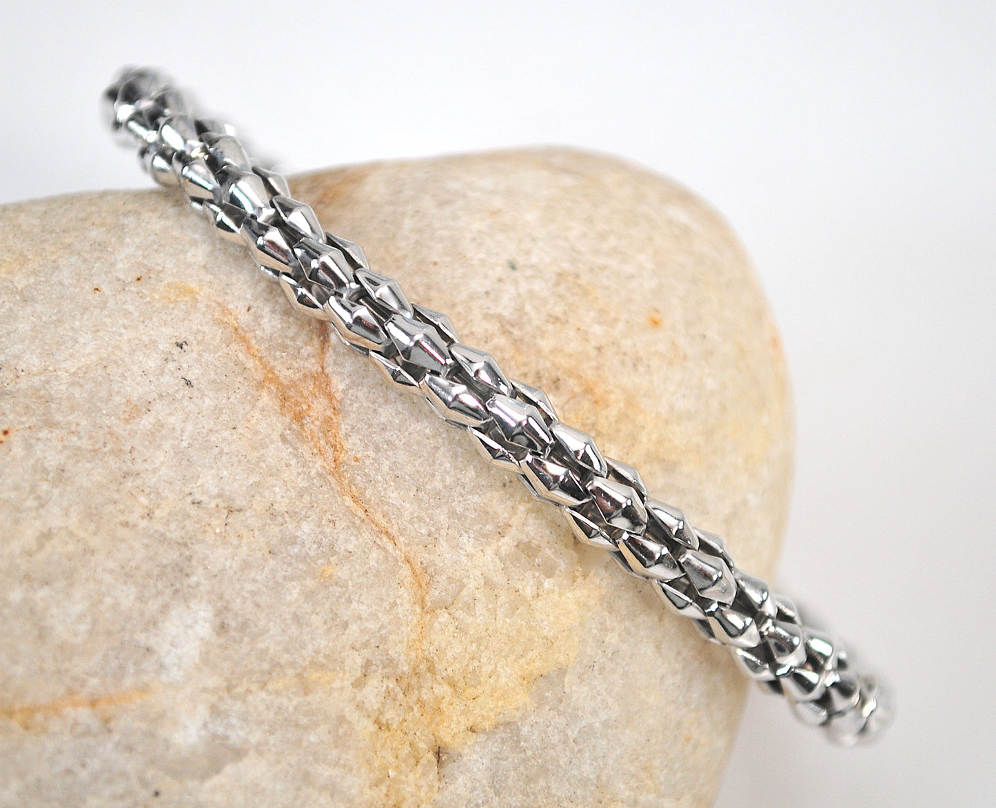 925 Italy Sterling Silver Popcorn Cuff Bracelet