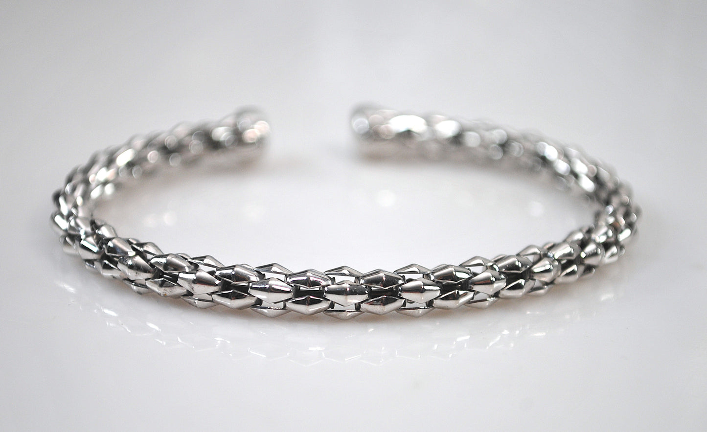 925 Italy Sterling Silver Popcorn Cuff Bracelet