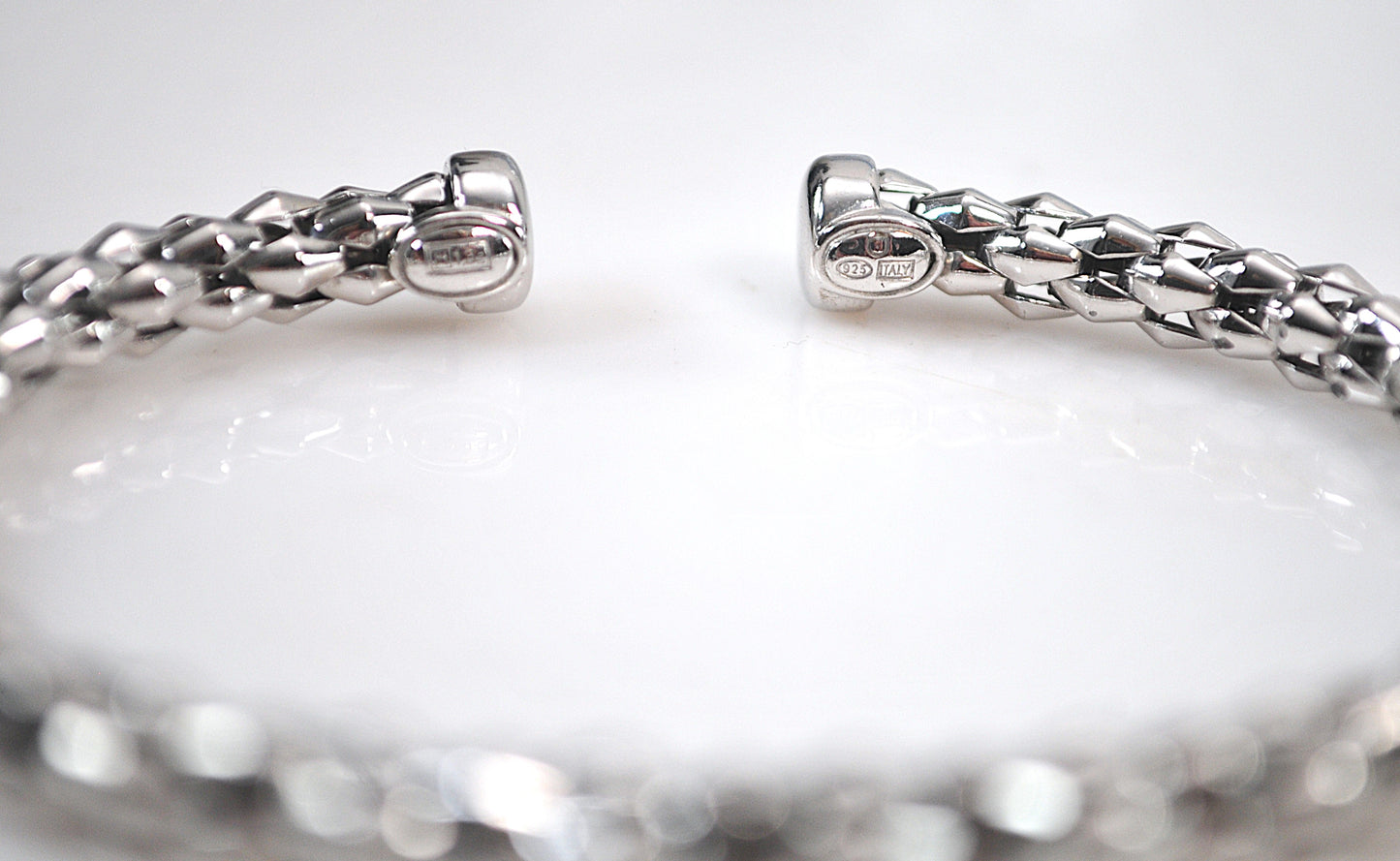 925 Italy Sterling Silver Popcorn Cuff Bracelet