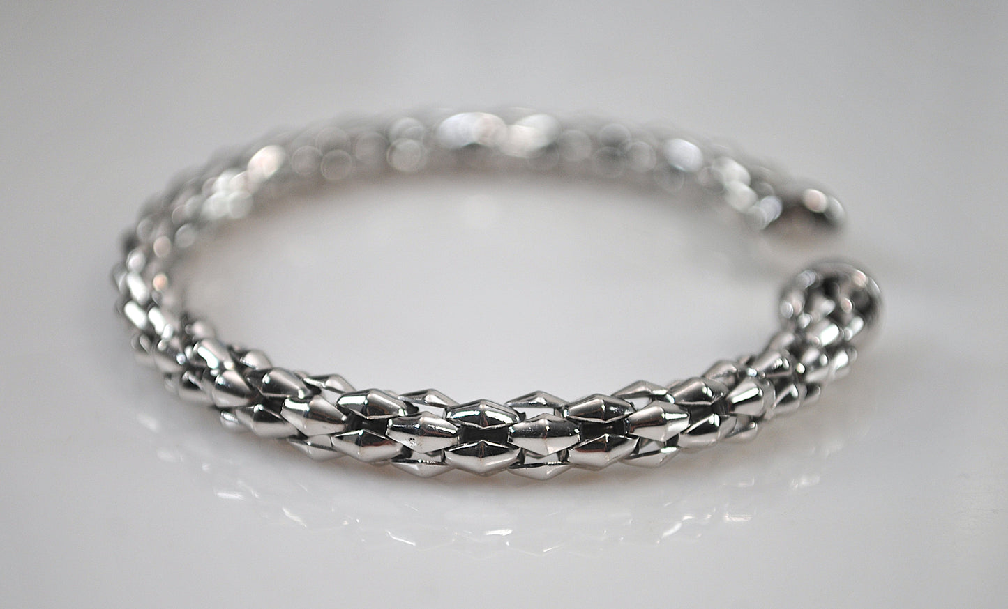 925 Italy Sterling Silver Popcorn Cuff Bracelet