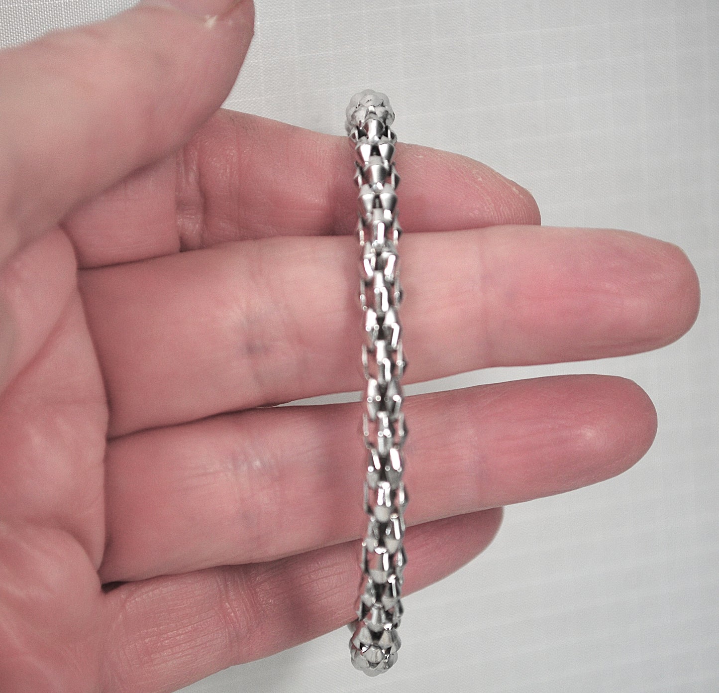 925 Italy Sterling Silver Popcorn Cuff Bracelet