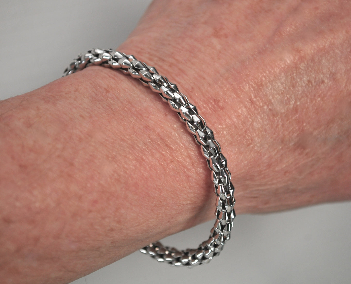 925 Italy Sterling Silver Popcorn Cuff Bracelet