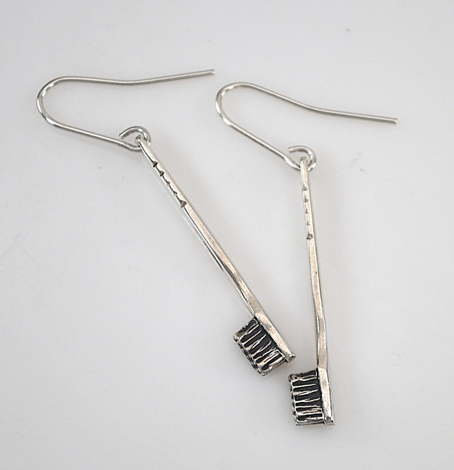 Sterling Silver Toothbrush Earrings