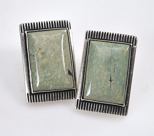 Sterling Silver Carolyn Pollack Green Turquoise Earrings