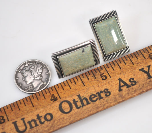 Sterling Silver Carolyn Pollack Green Turquoise Earrings