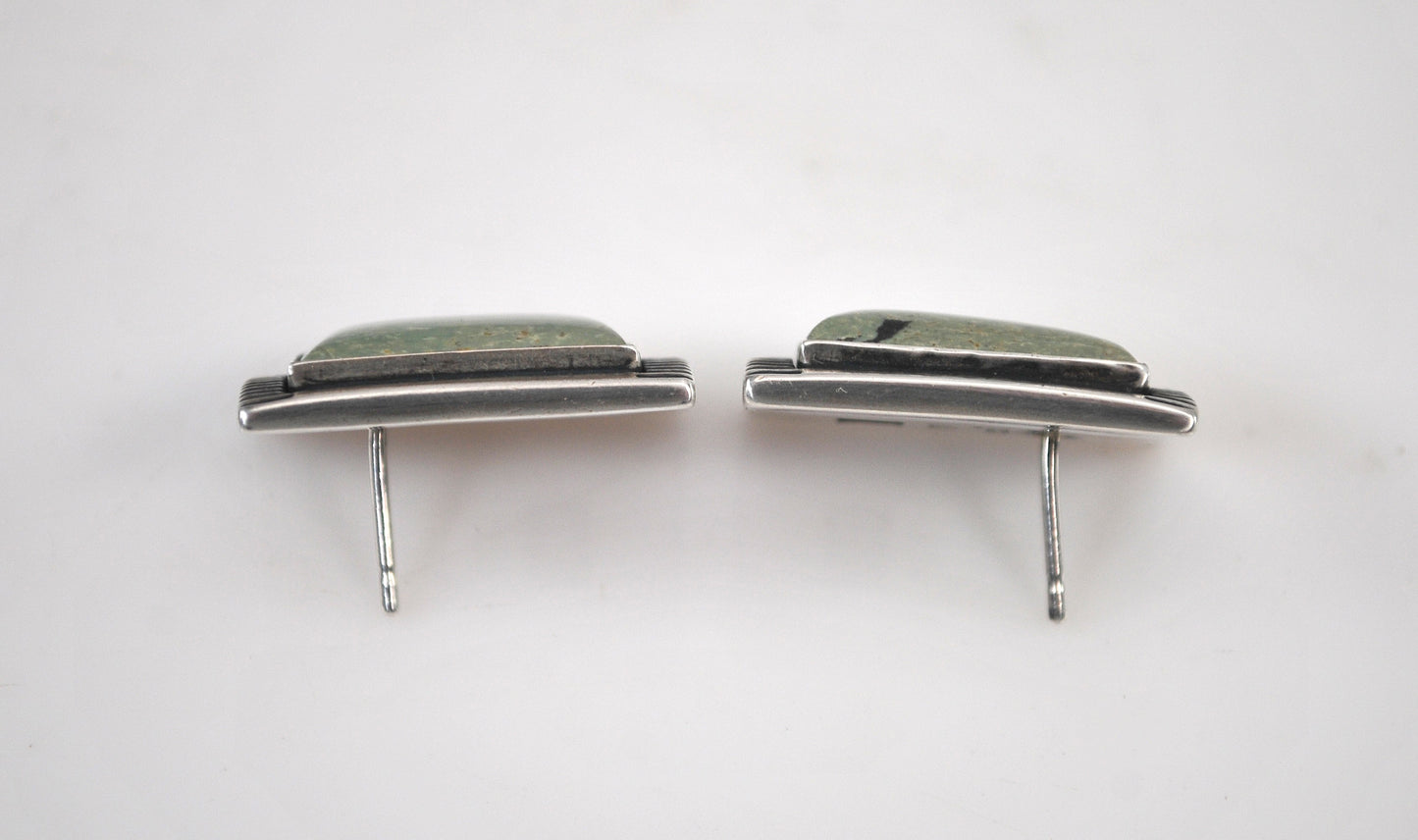 Sterling Silver Carolyn Pollack Green Turquoise Earrings