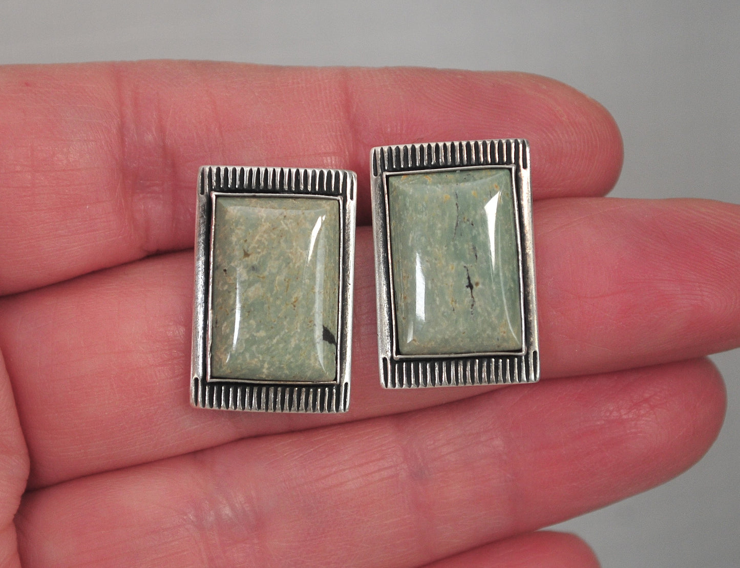 Sterling Silver Carolyn Pollack Green Turquoise Earrings