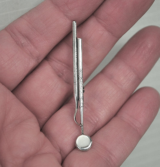 Sterling Silver Dental Instruments Brooch