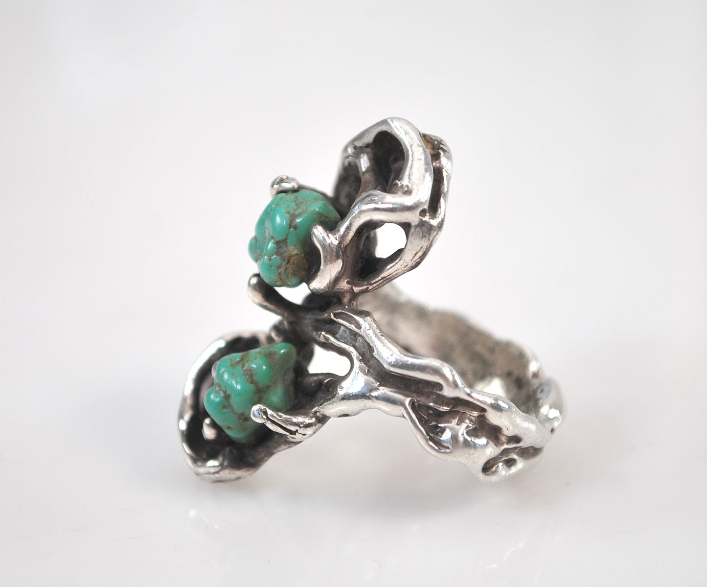 Sterling Silver Brutalist Turquoise Ring