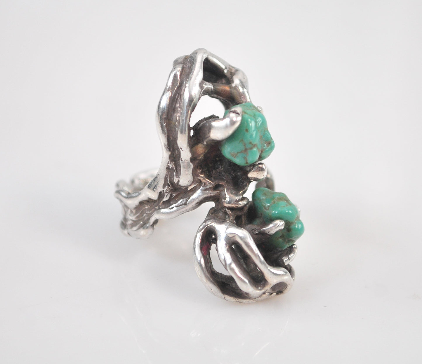 Sterling Silver Brutalist Turquoise Ring