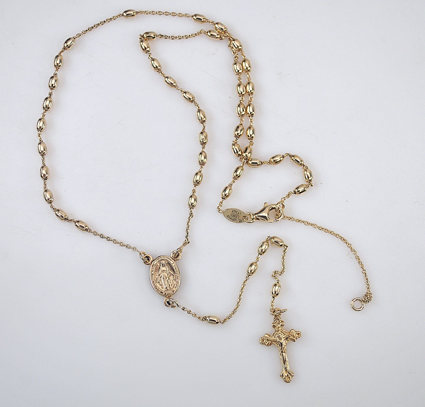 Gold over Sterling Silver Mini Rosary Bead Necklace