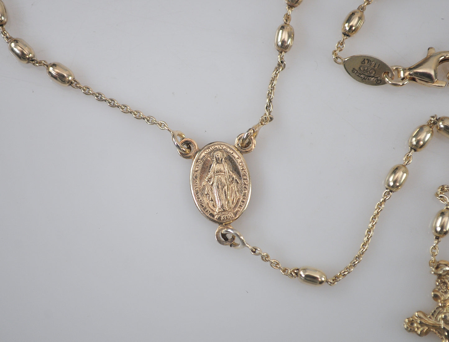 Gold over Sterling Silver Mini Rosary Bead Necklace