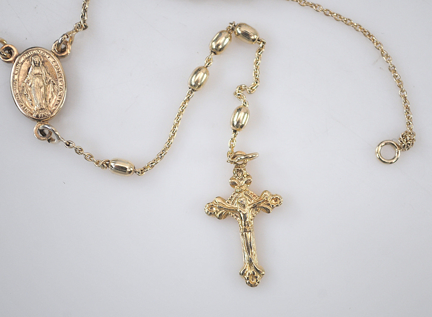 Gold over Sterling Silver Mini Rosary Bead Necklace