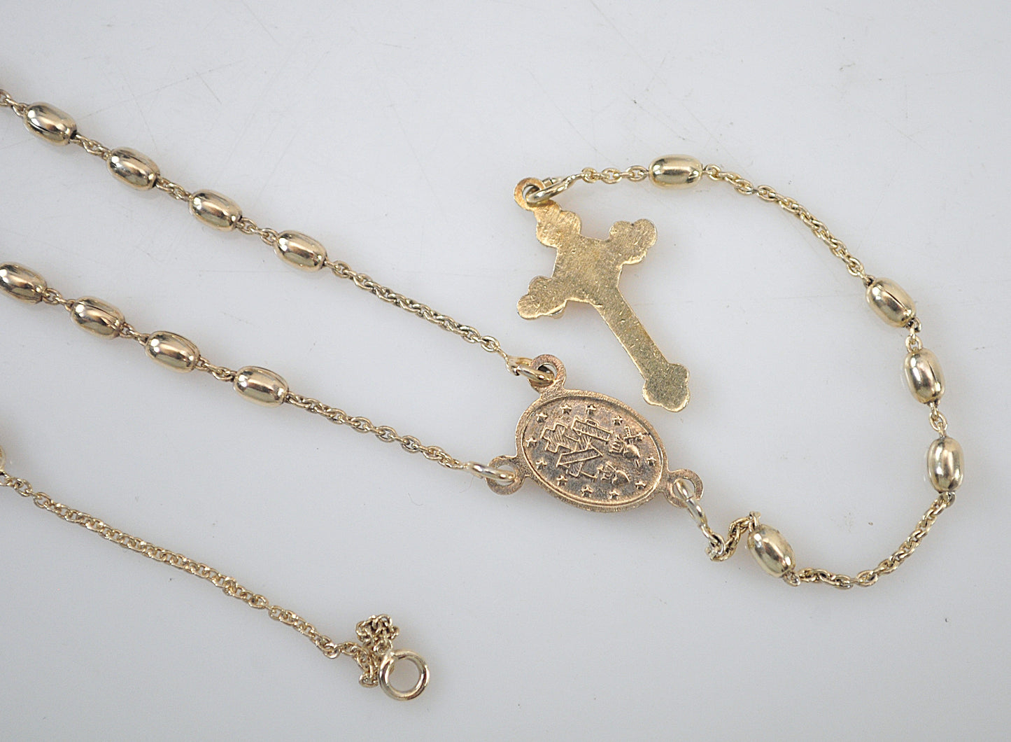 Gold over Sterling Silver Mini Rosary Bead Necklace