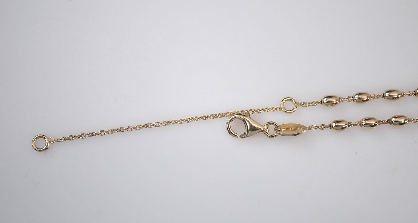 Gold over Sterling Silver Mini Rosary Bead Necklace