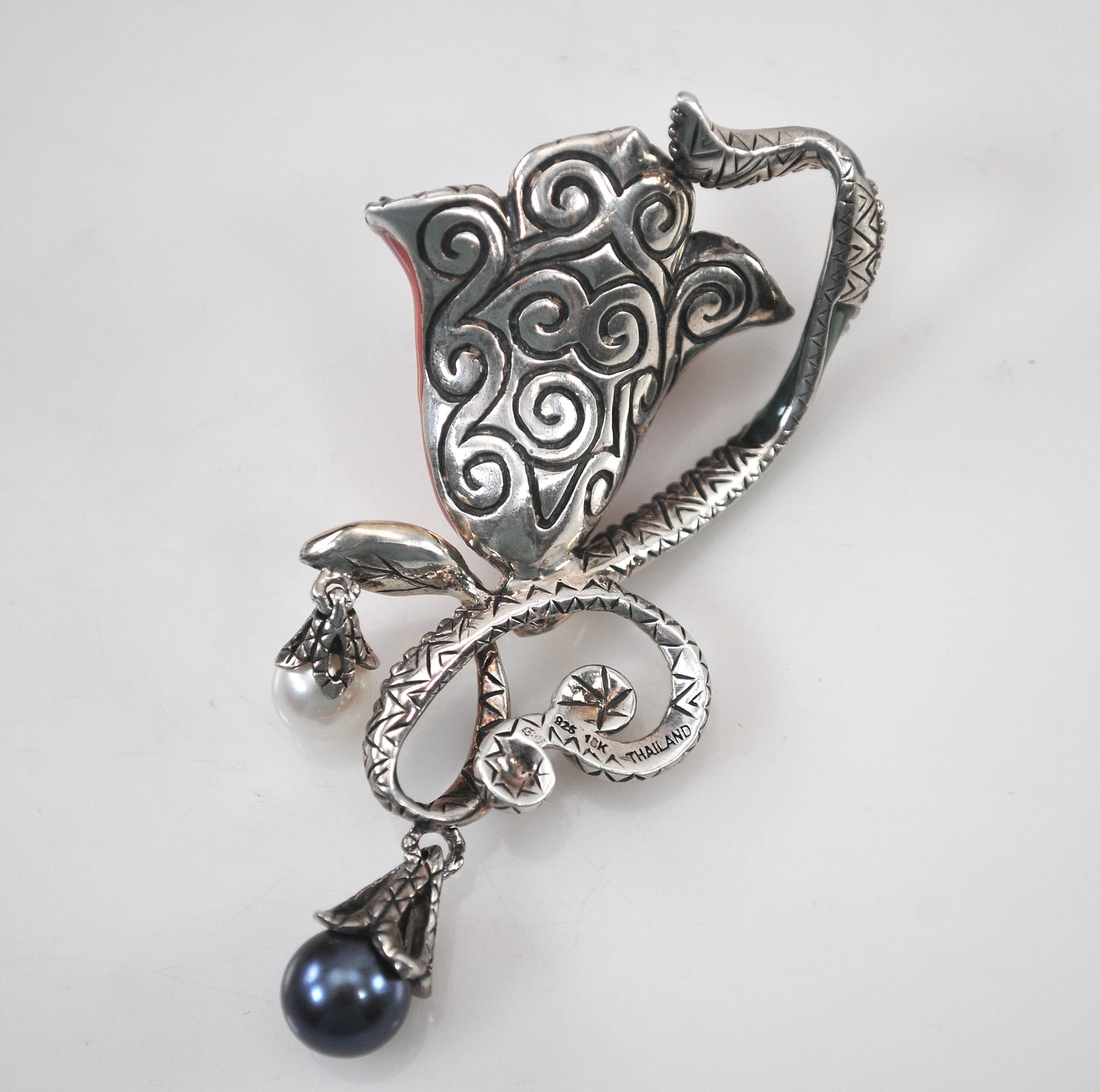 As is - Barbara Bixby Sterling Silver 18K Gold Enamel Flower Enhancer Pendant