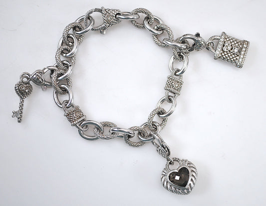 Judith Ripka Sterling Silver Charm Bracelet