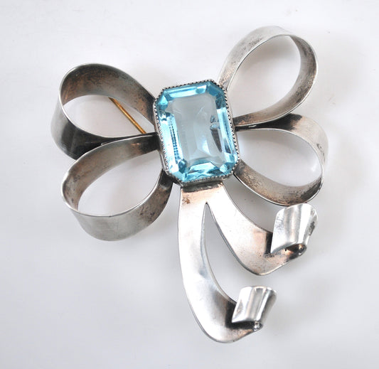 Vintage Sterling Silver Bow Brooch