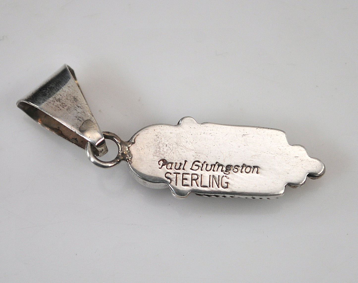 Paul Livingston Sterling Silver Green Turquoise Amber Pendant