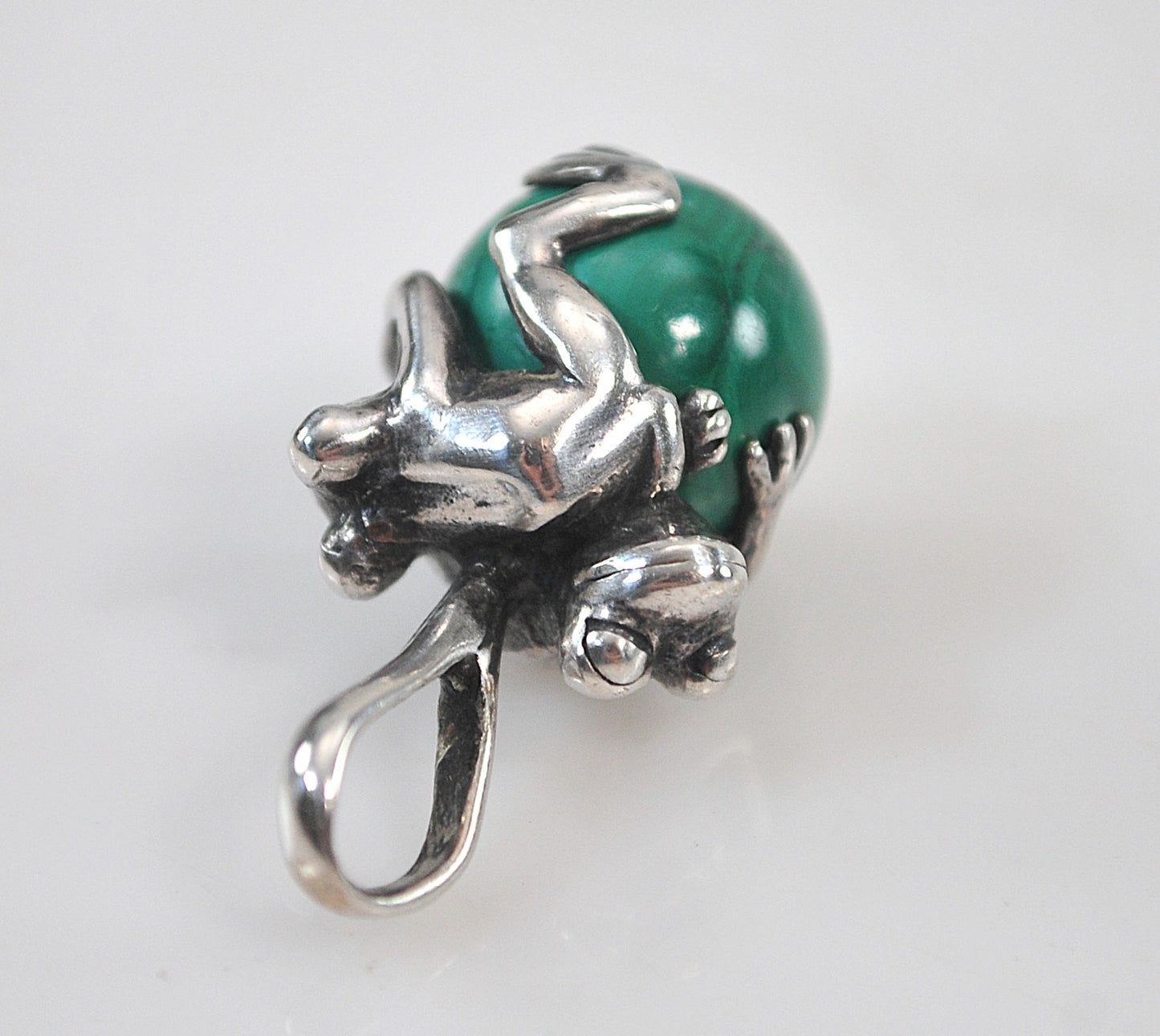 Sterling Silver Malachite Frog Pendant
