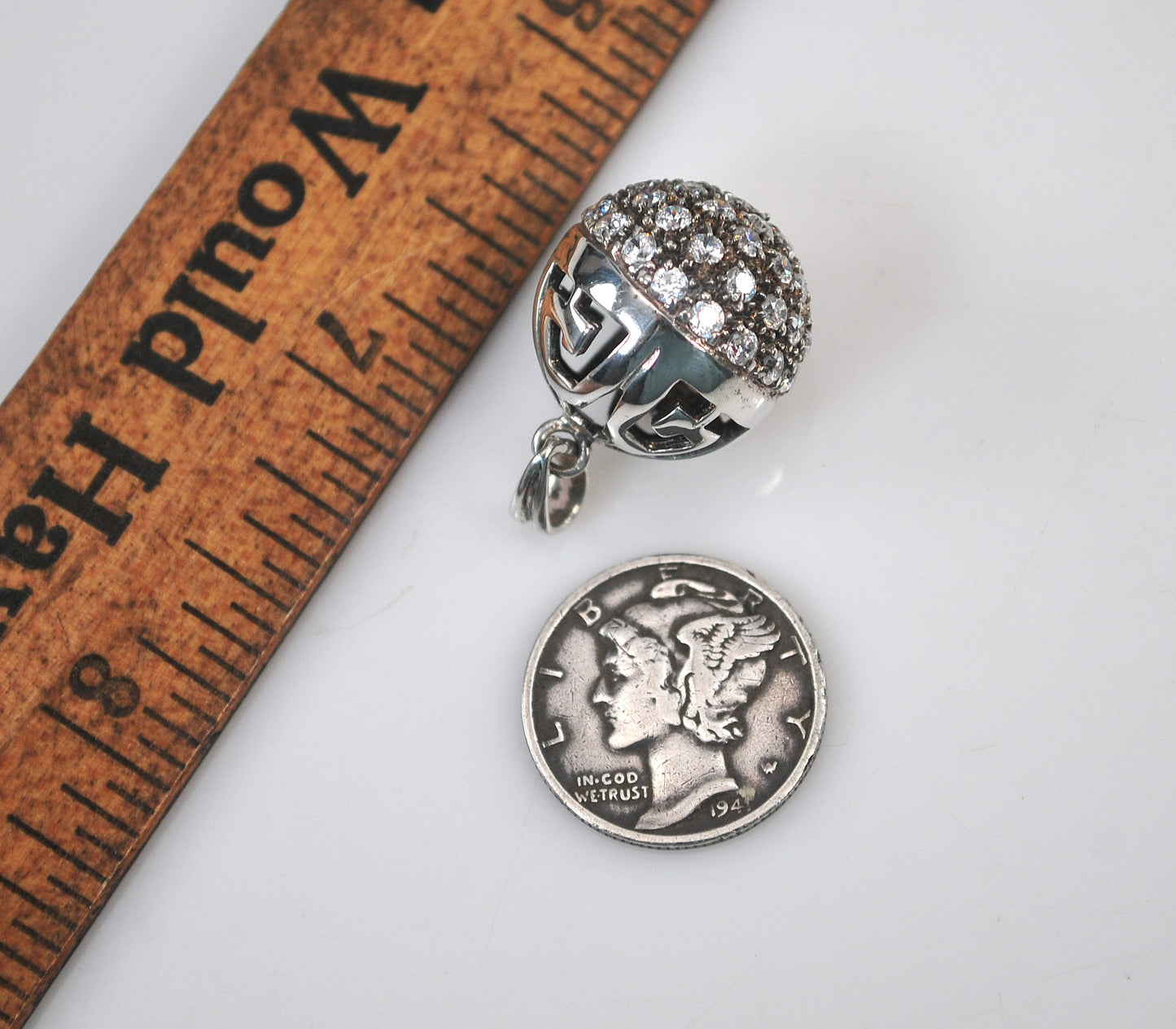 Designer Sterling Silver CZ Ball Pendant