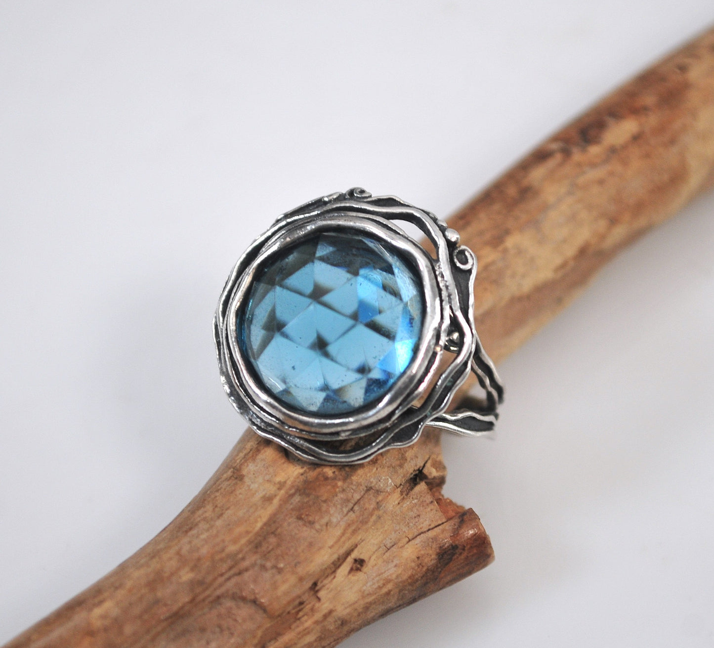 Sterling Silver Organic Blue Ring