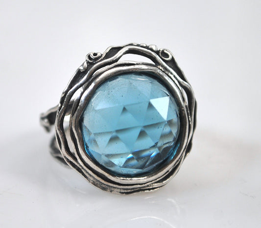 Sterling Silver Organic Blue Ring