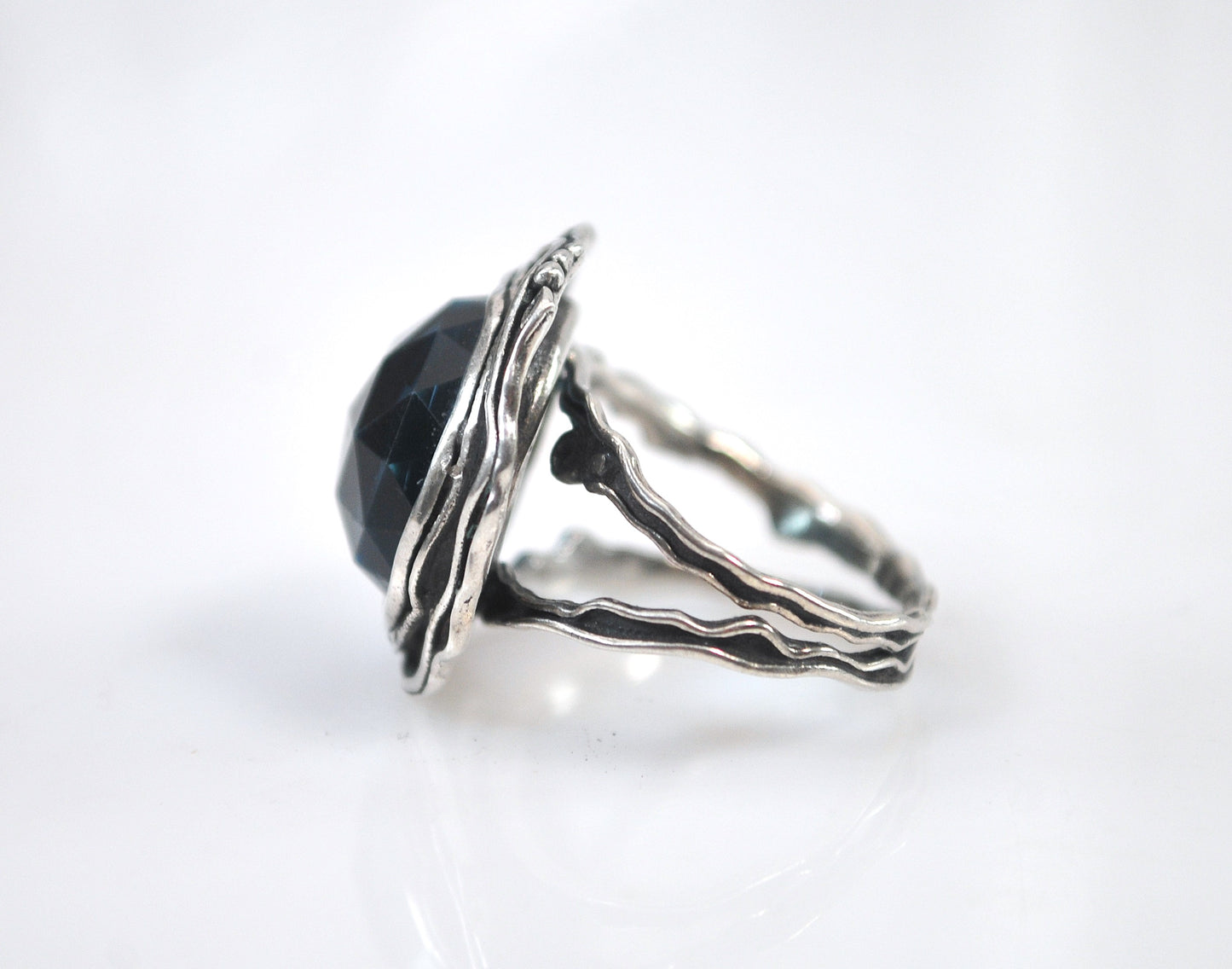 Sterling Silver Organic Blue Ring