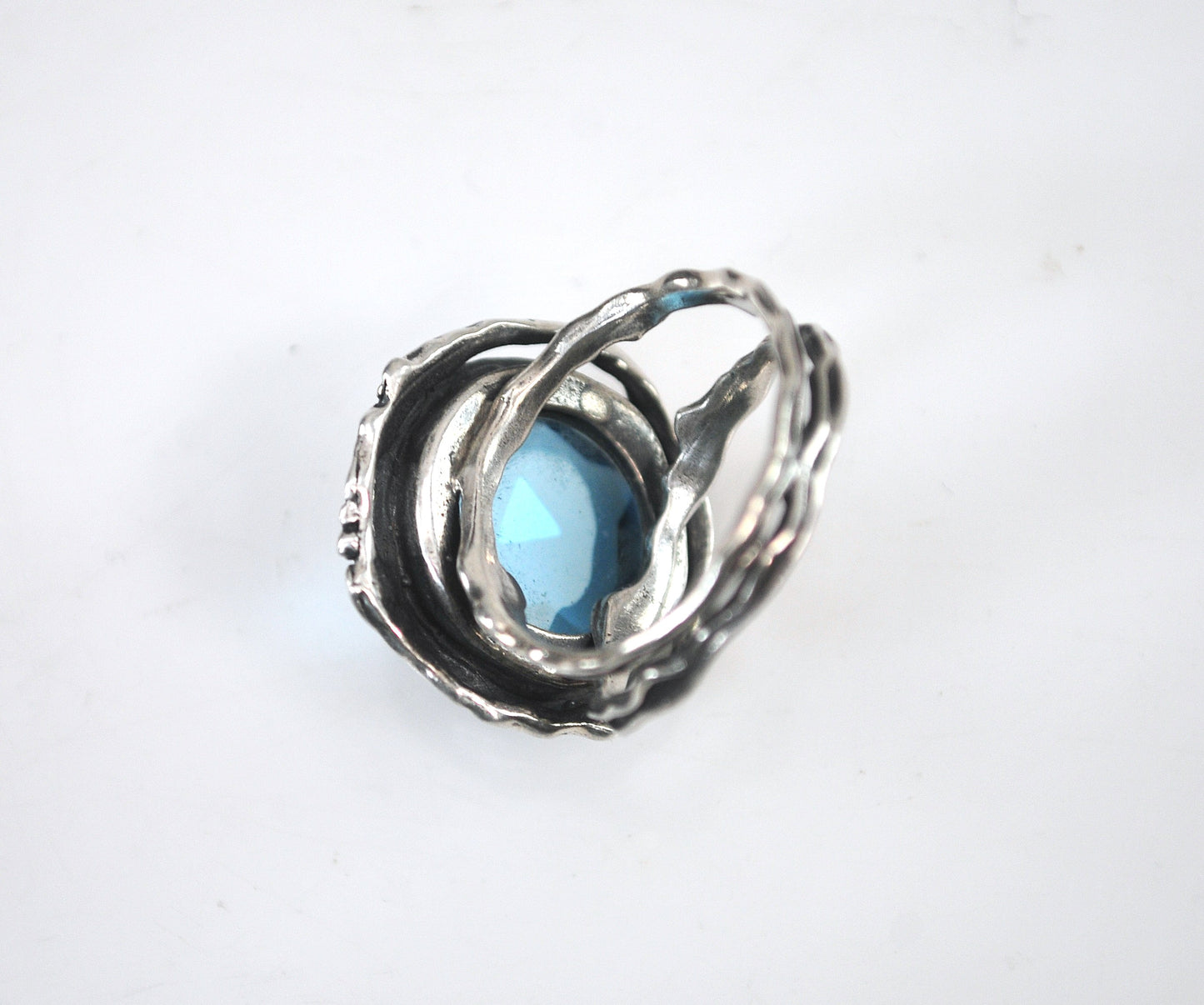 Sterling Silver Organic Blue Ring