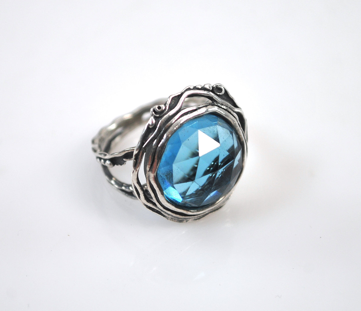 Sterling Silver Organic Blue Ring