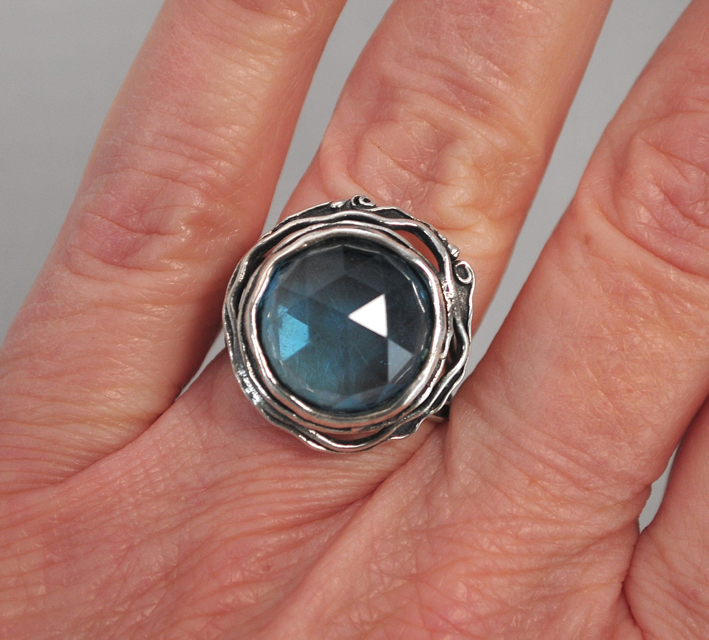 Sterling Silver Organic Blue Ring