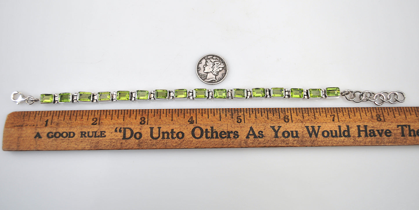 Sterling Silver Peridot Link Tennis Bracelet