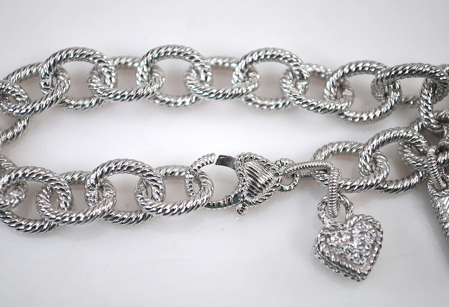 Judith Ripka Sterling Silver Love Charm Bracelet
