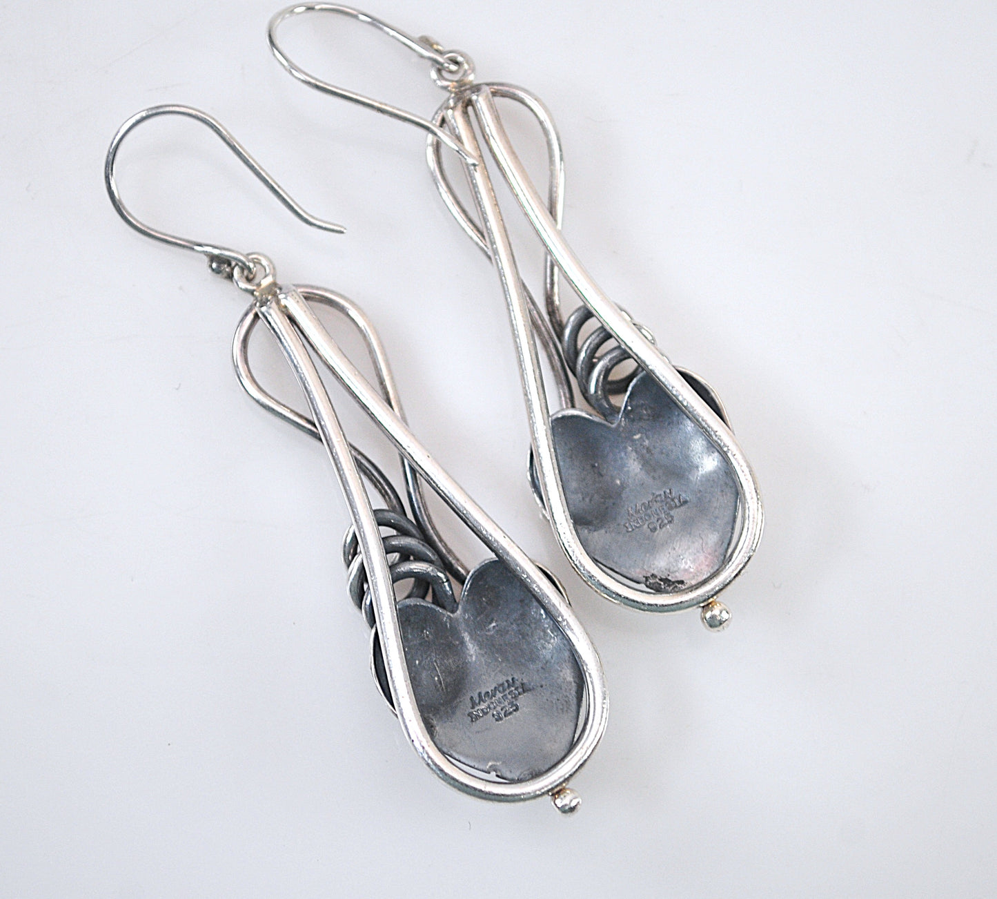 Signed Sterling Silver Leaf Earrings