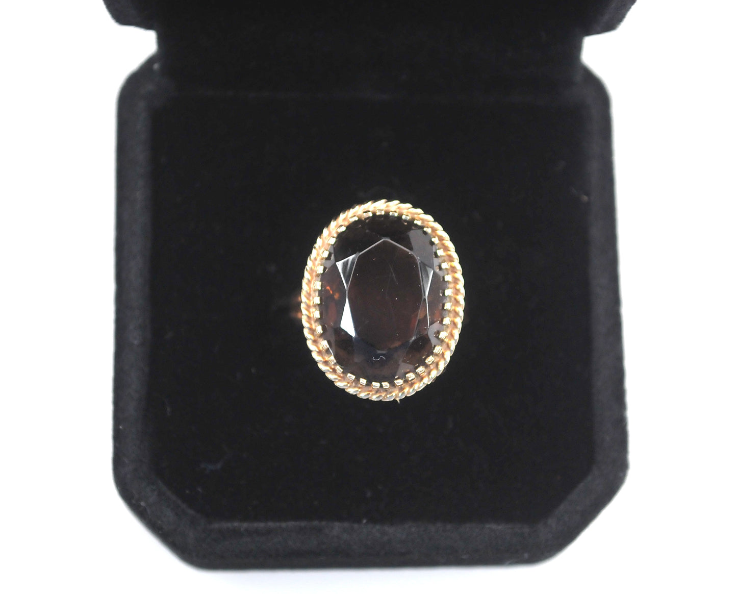 Vintage Siffari 14K Gold Smoky Quartz Ring